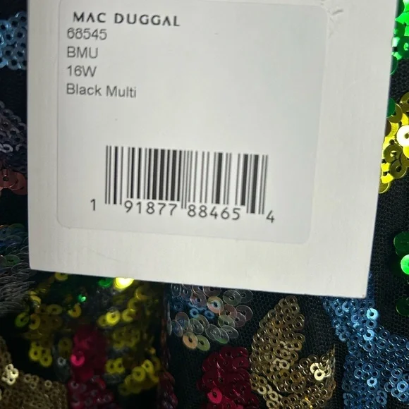 Mac Duggal 68545 NWT One Shoulder Floral Sequin Gown - Picture 6 of 7